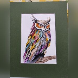 Hand Crafted Multicolor Zentangle Owl Art Decor